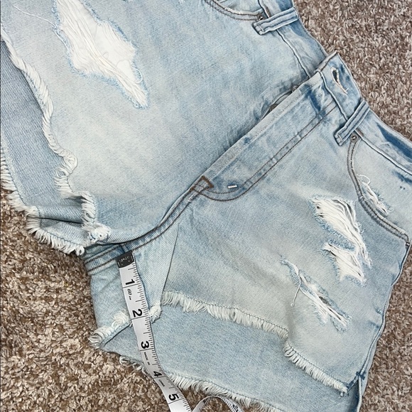 Abercrombie‎ & Fitch Blue Jean Shorts Distressed High-Waisted Size 24 - Picture 9 of 10